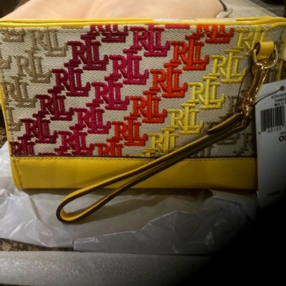 LRL Monogram Rainbow Signature Logo Jacquard Small Catch ALL Pouch/Wristlet